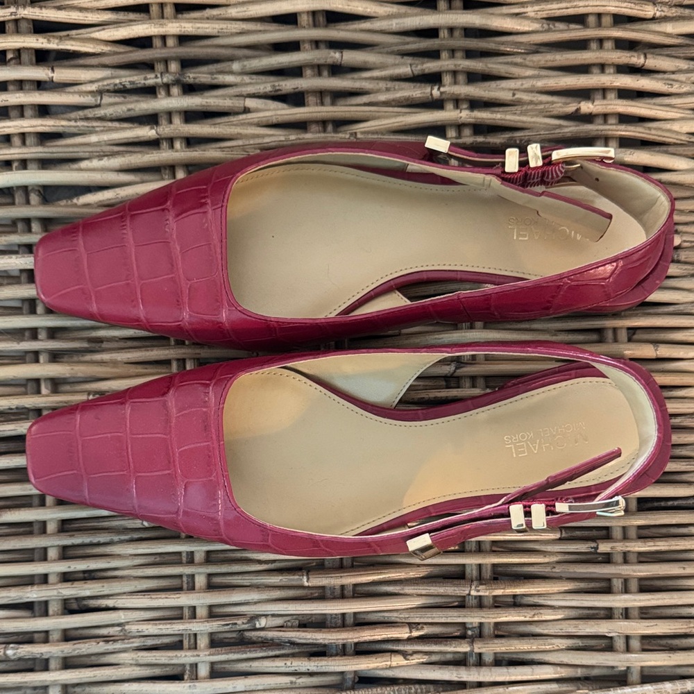 Michael Kors Berry Croc-Embossed Slingbacks